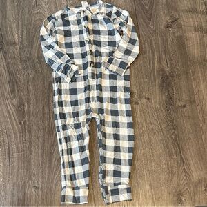 Kate Quinn Bamboo Blue and Cream Checkered Jumpsuit 2t